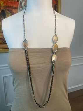 Brighton Shell Shimmer Multi-Chain Necklace with Oval Medallions